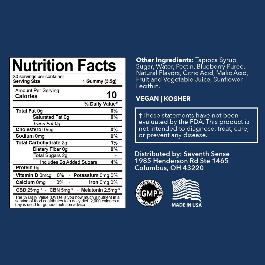 750mg Serenity CBD Sleep Gummies - Blueberry - Image 3